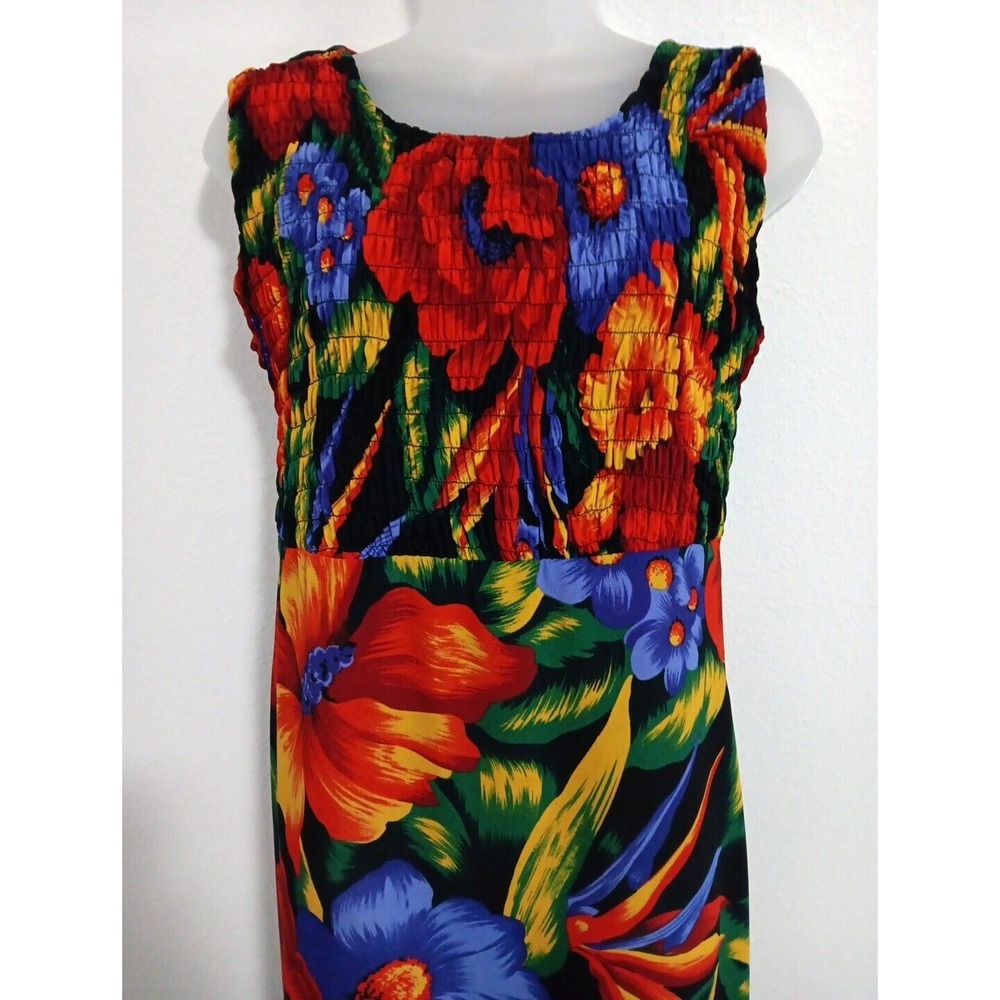 Prophecy Hawaiian Maxi Dress Size 8 Floral Island Smocked Travel Bright Beachy‎ - Picture 2 of 8